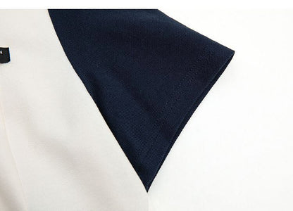 超人気 カジュアル ファッション 切り替え 半袖ワンピースins-8446