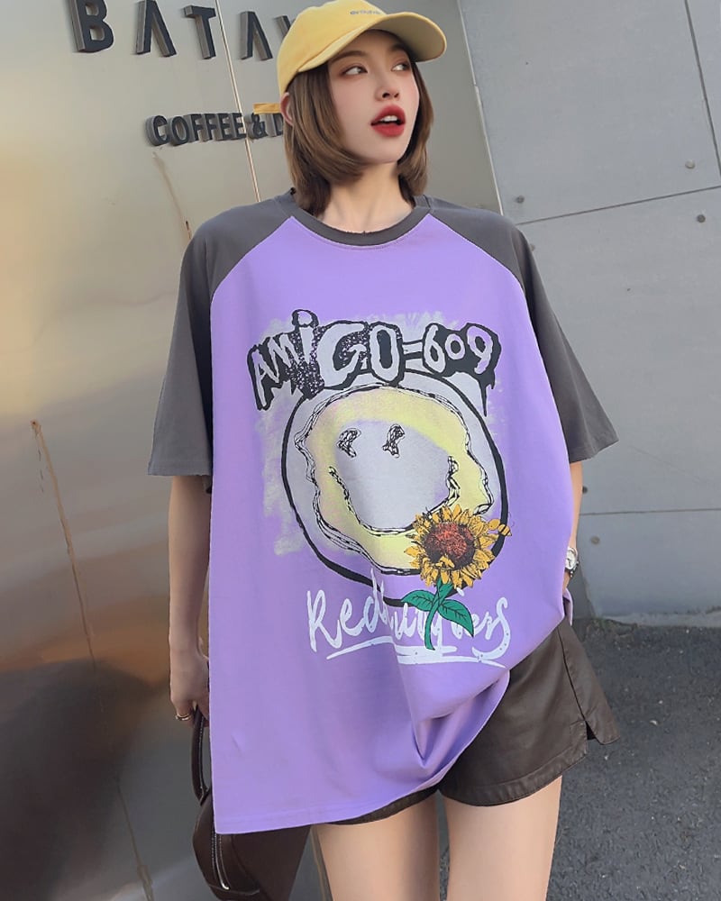 おすすめ 個性派 アルファベット プリントTシャツ ゆったり半袖ins-8114