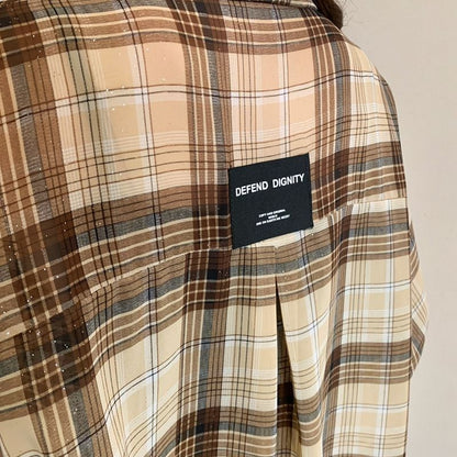 定番シンプル チェック柄 透け感 日焼け対策 全3色 シャツ ins-8544