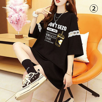 好感度UP キュート リボン プリント全3色 半袖Tシャツ カットソー ins-8555