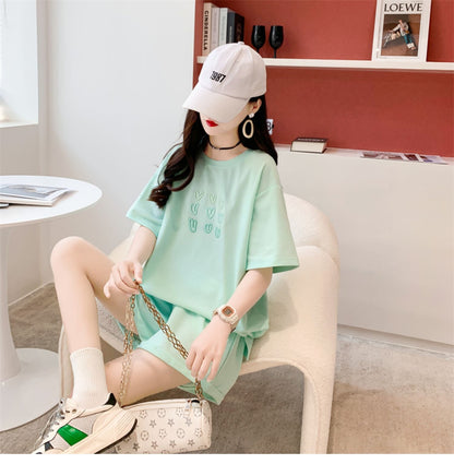 売り切れ必至  上質 カジュアル ルーズ  半袖Ｔシャツⅹパンツセット全3色 ins-8234