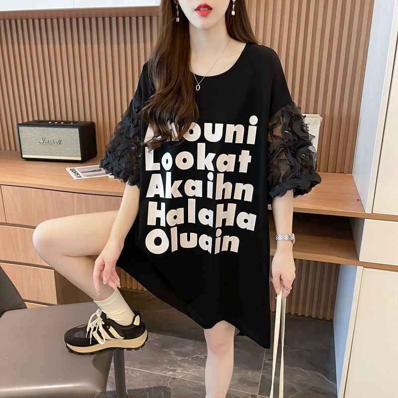 ファッション 個性派 切り替え プリント 3色選択 半袖Tシャツins-8548