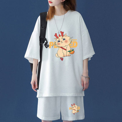 【半額セール】早い者勝ち 男女兼用 半袖Ｔシャツⅹパンツセット全4色ins-6548