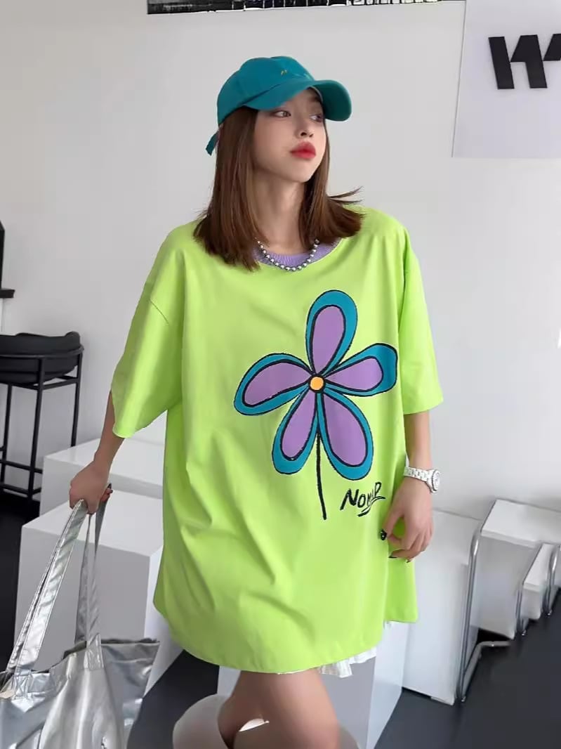 【新商品】大注目ビッグロゴ ゆったりトップス 半袖Tシャツ全3色ins-4917