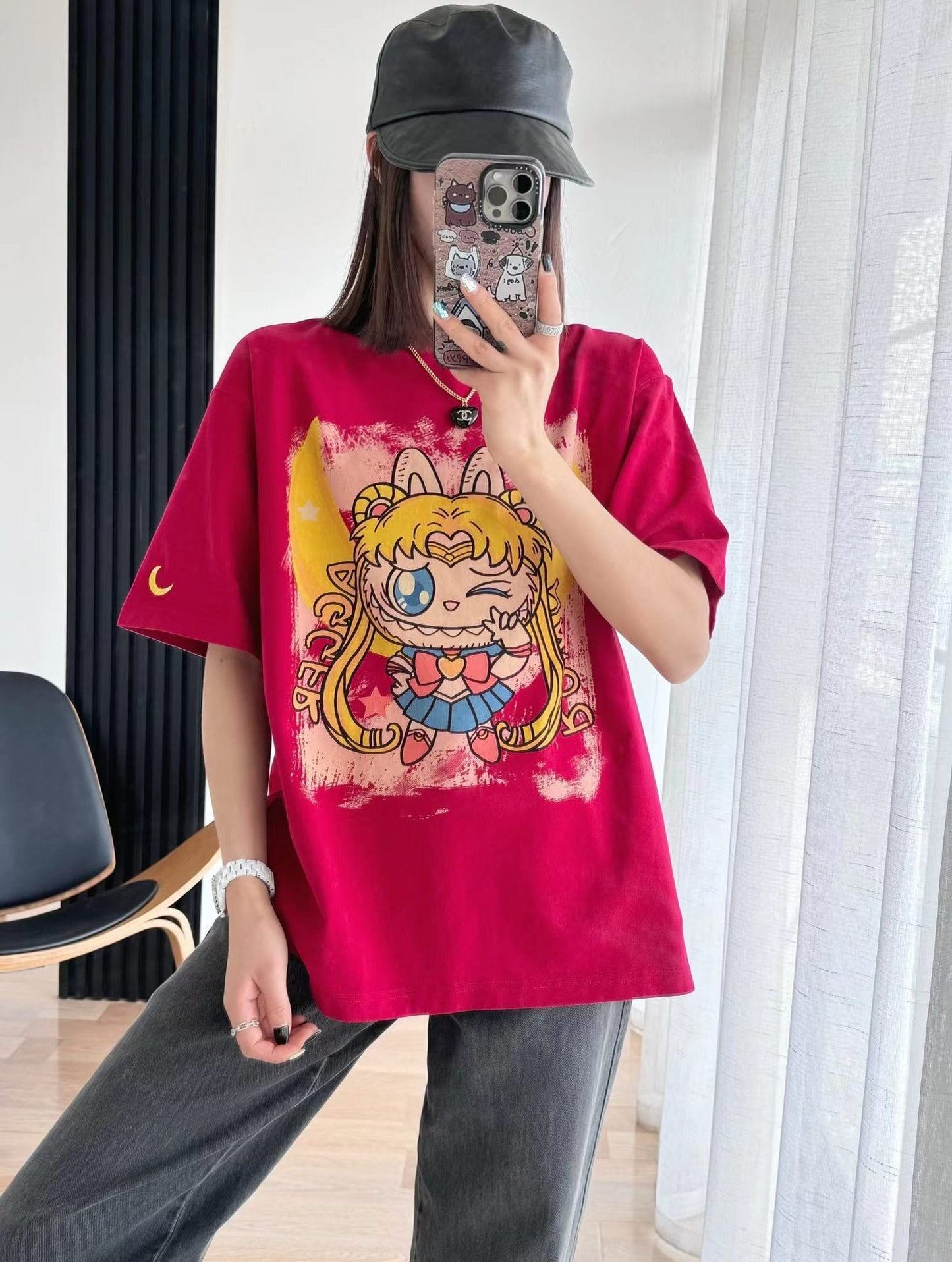 今季も大流行 刺ロゴ ゆったり ユニセックス 全3色 半袖 Tシャツ  ins-4852