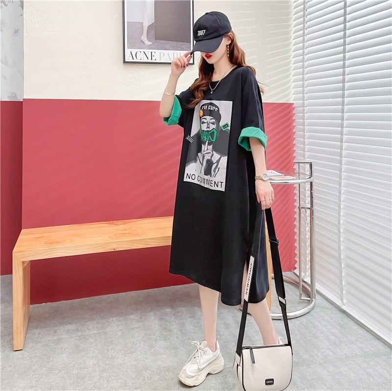 【半額！期間限定！！】今季マストバイ カジュアル プリント Tシャツ カットソー ワンピースins-8533