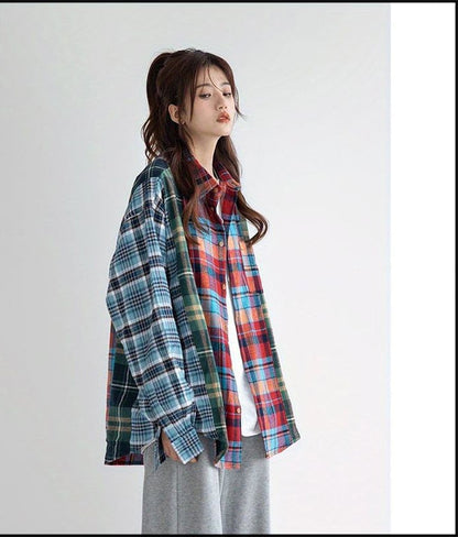 売り切れ必至  レトロ チェック柄 上質 シャツins-8080