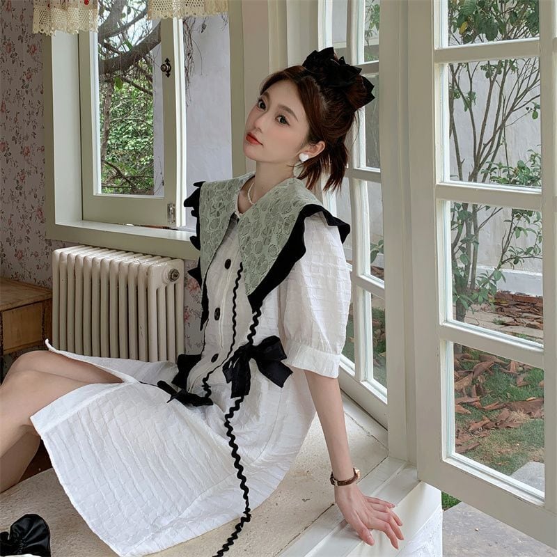 新商品 美人度アップ上質 スウィート 切り替え ワンピースins-8363