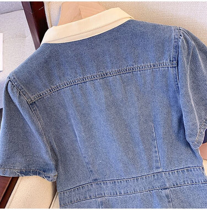 おすすめ シンプル スウィート デニム ワンピースins-8337