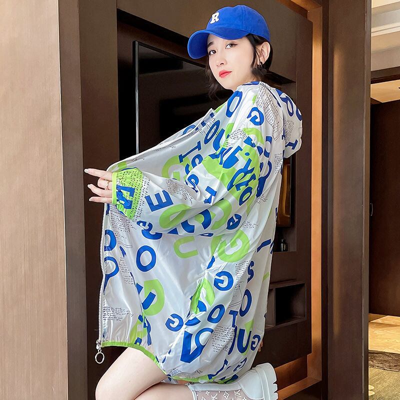 今季マストバイ プリント長袖 薄手 日焼け止め ゆったり パーカーins-8181