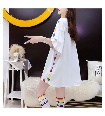 売り切れ必至 ファッション プリント 切り替え 全2色 半袖Tシャツins-8623