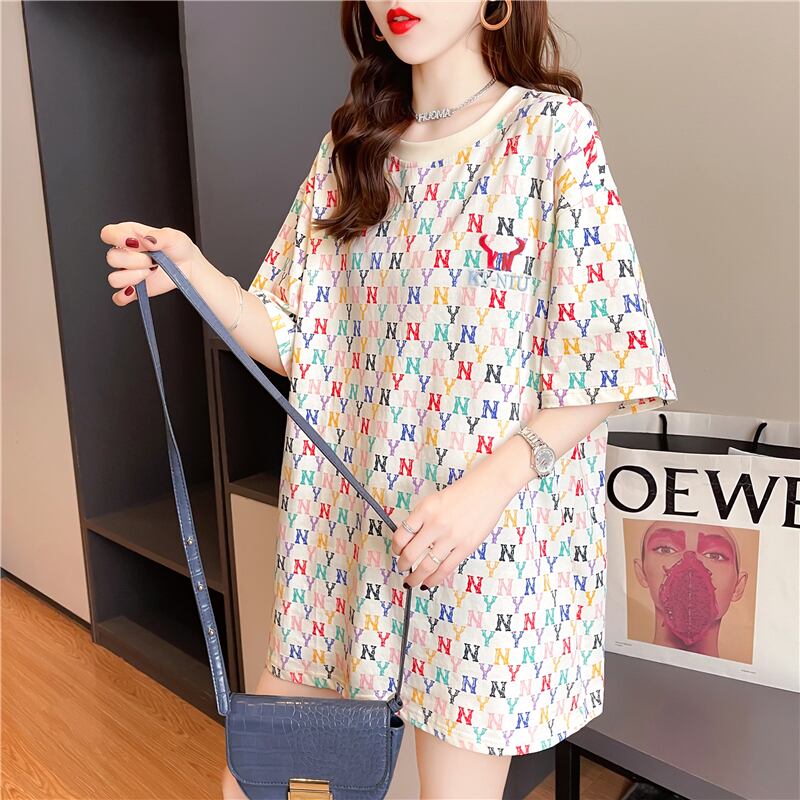 【半額！期間限定！！】新作 カジュアル プリント ラウンドネック  半袖Tシャツ カットソーins-8427