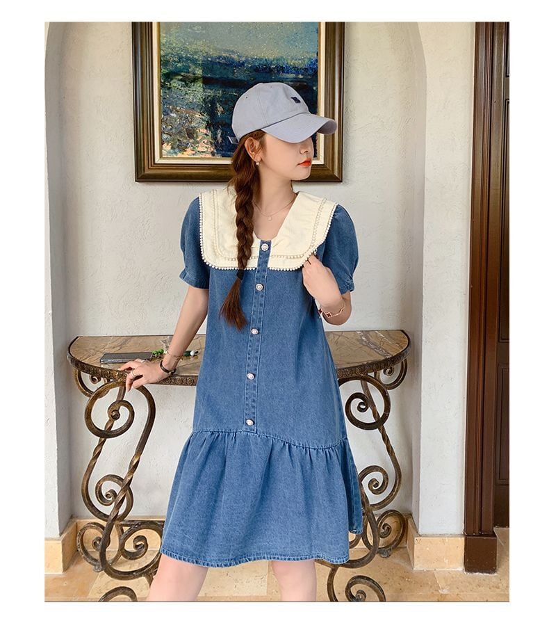 新商品 大人可愛い スウィート デニム ワンピースins-8375