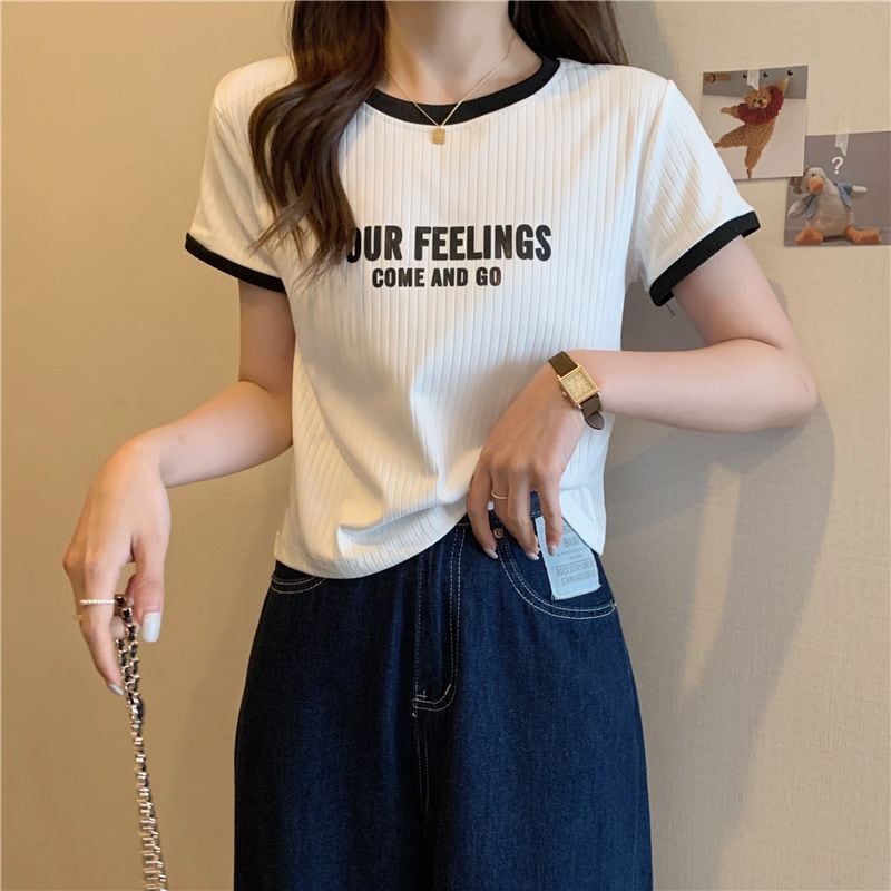 ゆったり感アップ ファッション アルファベット Tシャツ カットソーins-3077
