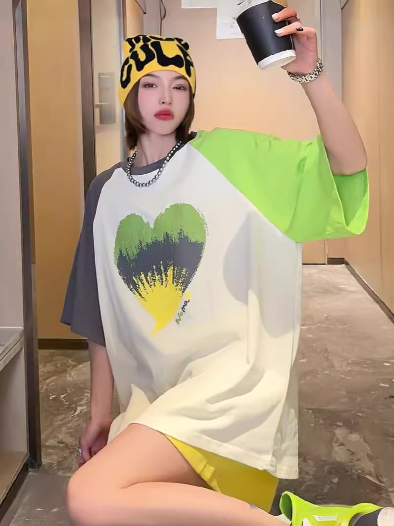 絶対欲しい  ロゴ プリント カラーマッチング  ゆったり 3色半袖Tシャツins-8383
