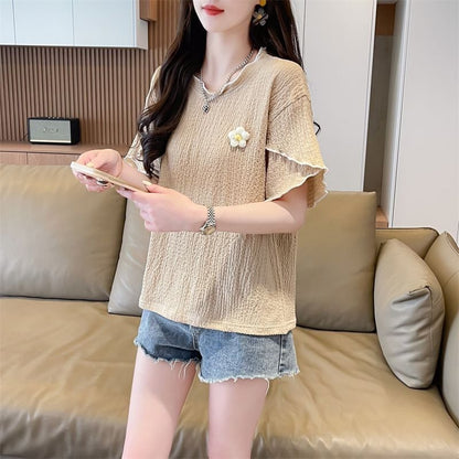 美人度アップ キュート スウィート 5色選択 半袖Tシャツins-8578