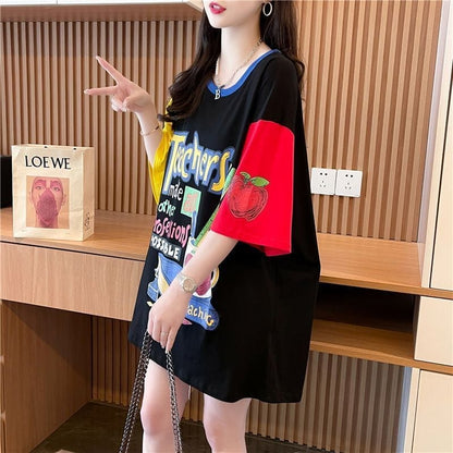 おすすめ 個性派 アルファベット プリントTシャツ ゆったり半袖ins-8090