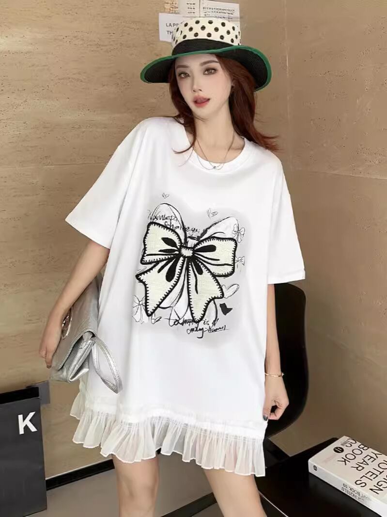 今季マストバイ 切り替え プリントゆったり 半袖Tシャツ 全4色ins-8256