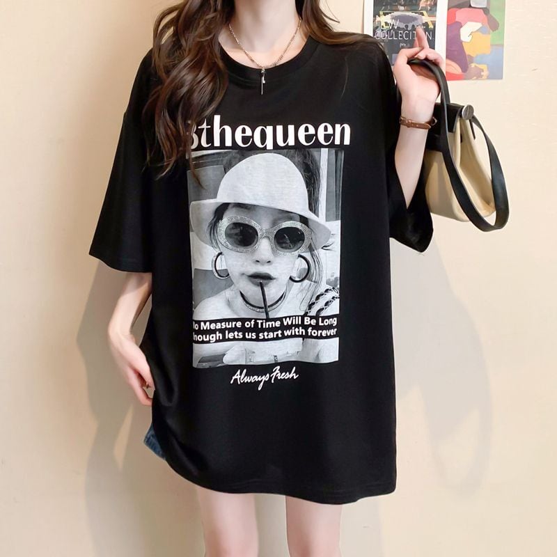 話題沸騰中 アバンギャルド レース 切り替え ホットダイヤモンド 3色選択 半袖Tシャツins-8547