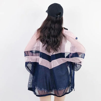 美人度アップ ファッション 切り替え 日焼け 防止 シャツins-8100