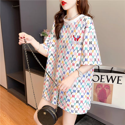 【半額！期間限定！！】新作 カジュアル プリント ラウンドネック  半袖Tシャツ カットソーins-8427