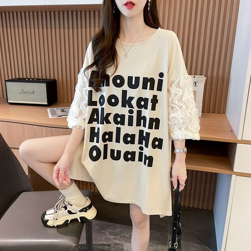 ファッション 個性派 切り替え プリント 3色選択 半袖Tシャツins-8548