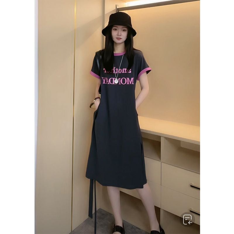 売り切れ必至 上質 簡潔 半袖Tシャツワンピースins-8288