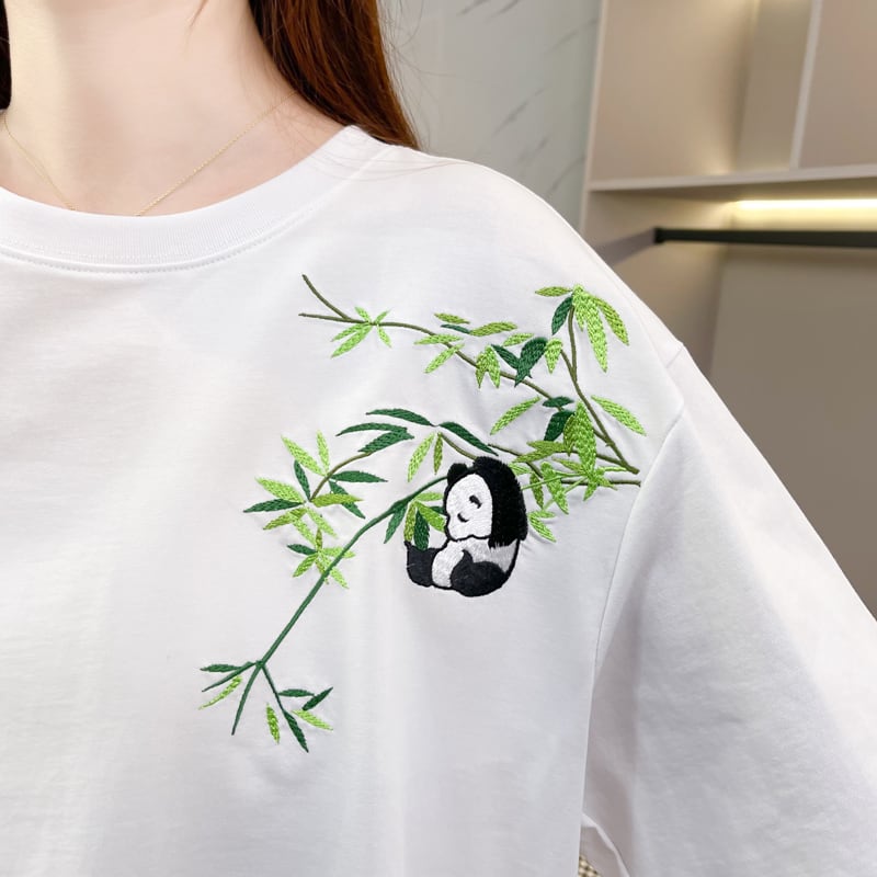 新商品 上質 カジュアル 刺繍 半袖Tシャツ カットソーins-8219