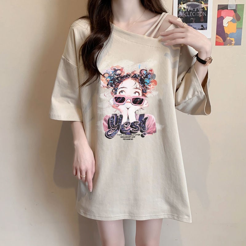 美人度アップ キュート カジュアル 全3色 半袖Tシャツ カットソー ins-8613
