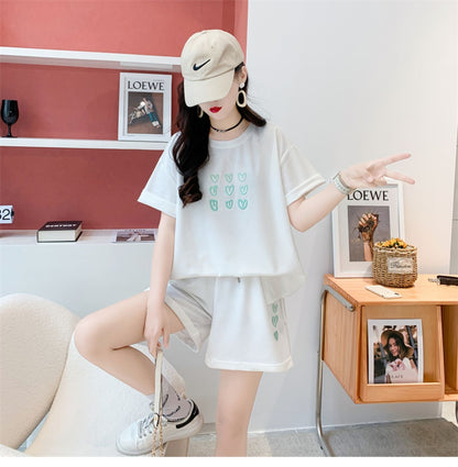 売り切れ必至  上質 カジュアル ルーズ  半袖Ｔシャツⅹパンツセット全3色 ins-8234