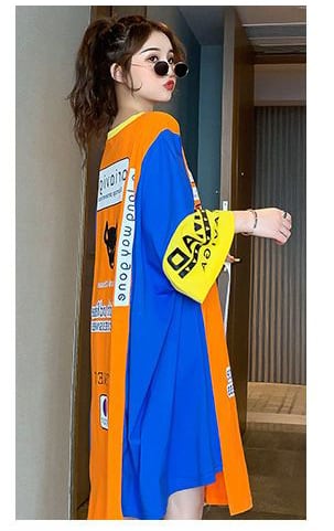 【半額！期間限定！！】超人気 絶対流行 個性派 アバンギャルド プリント 切り替え ゆったり ワンピースins-8531