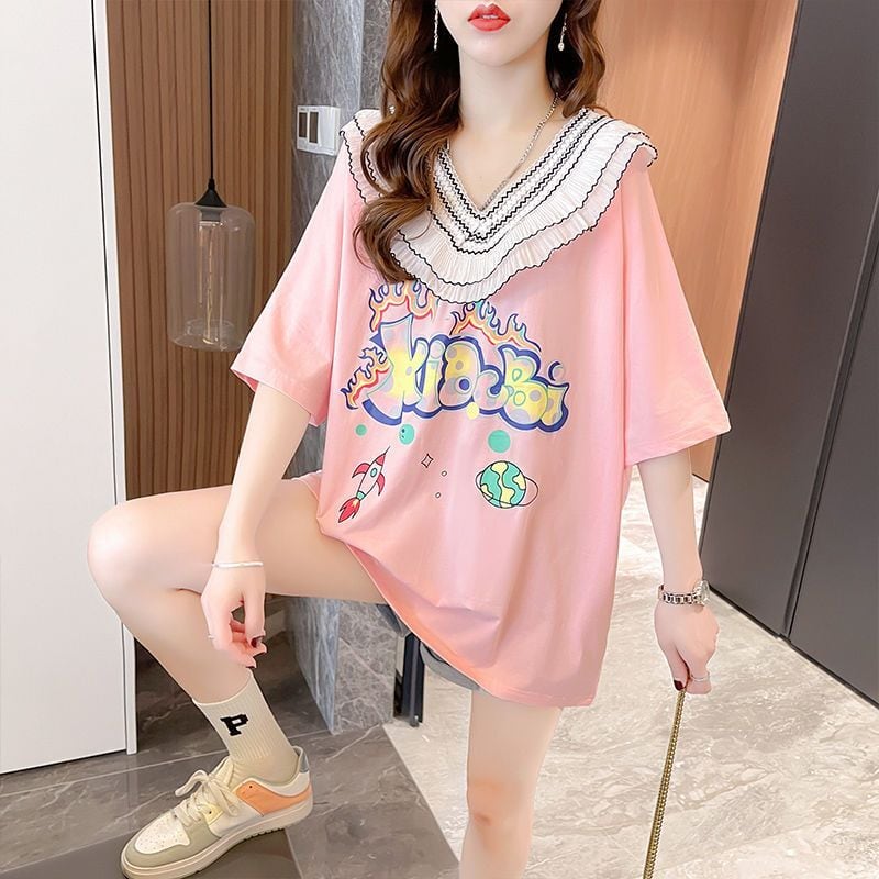 【半額！期間限定！！】オシャレ度満点 着心地抜群 キュート プリント 全3色 Tシャツ カットソーins-8536