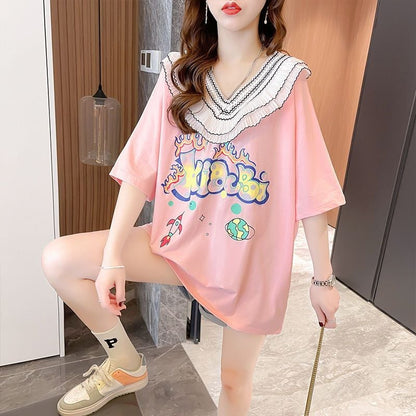 【半額！期間限定！！】オシャレ度満点 着心地抜群 キュート プリント 全3色 Tシャツ カットソーins-8536