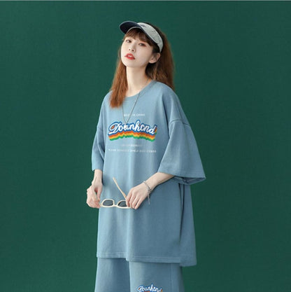 【半額セール】早い者勝ち 半袖Ｔシャツⅹパンツセット全4色 男女兼用ins-6553