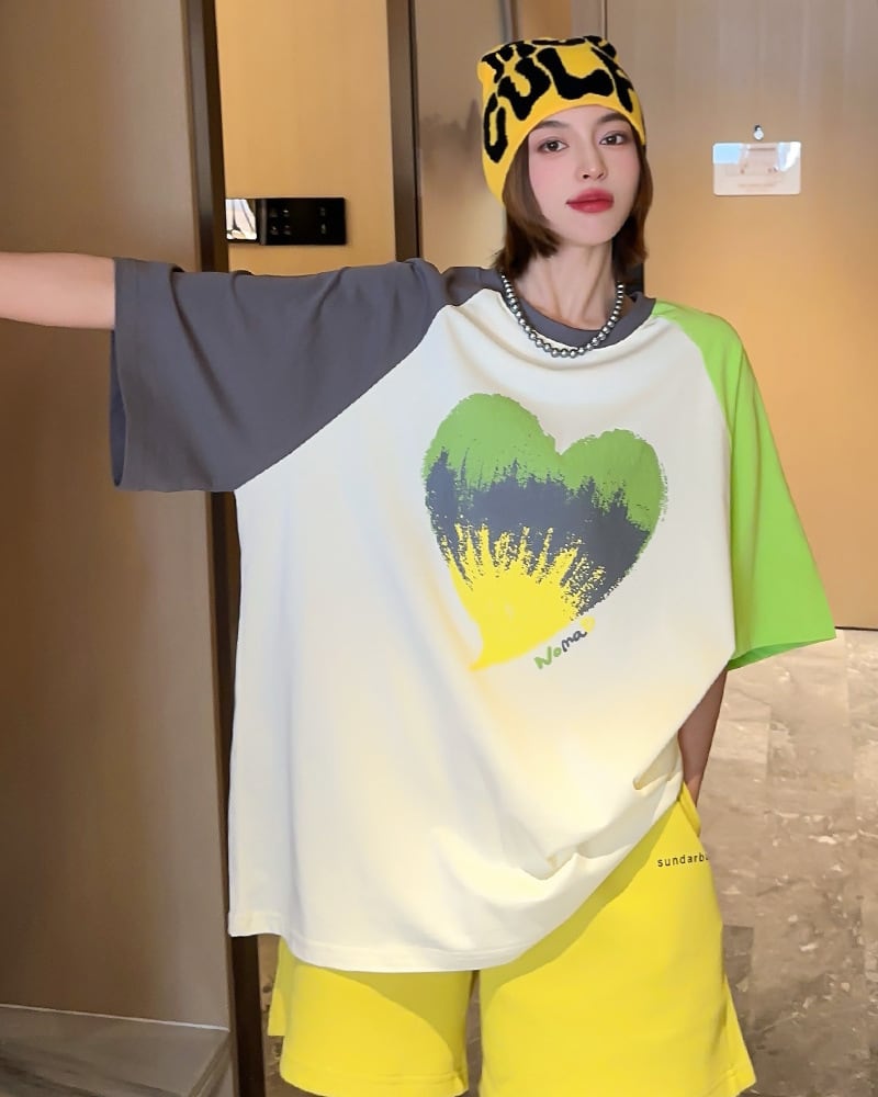 絶対欲しい  ロゴ プリント カラーマッチング  ゆったり 3色半袖Tシャツins-8383
