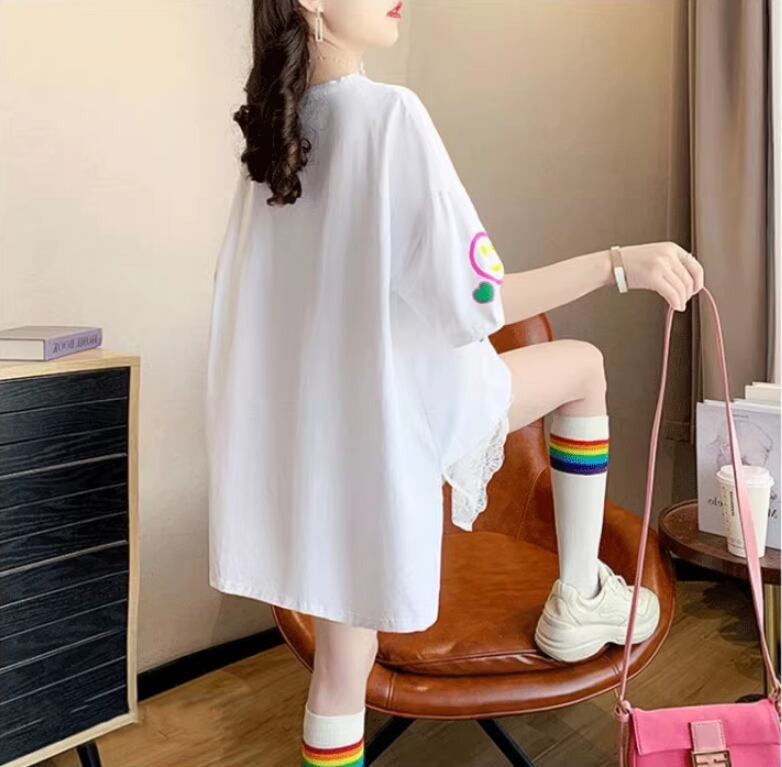 新作 レイヤード風 ロゴ プリント ゆったり 半袖 Ｔシャツ 全3色ins-4948