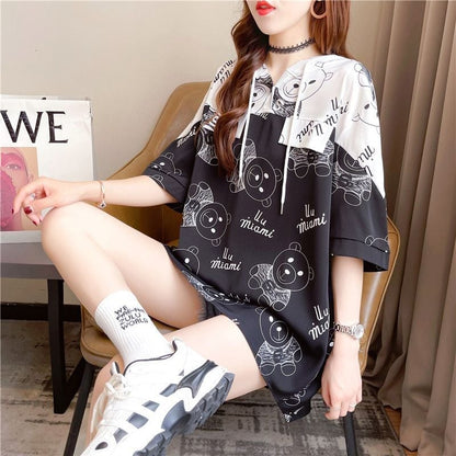 絶対欲しい 個性的なデザイン 一目惚れ  切り替え 半袖Tシャツ カットソーins-8054