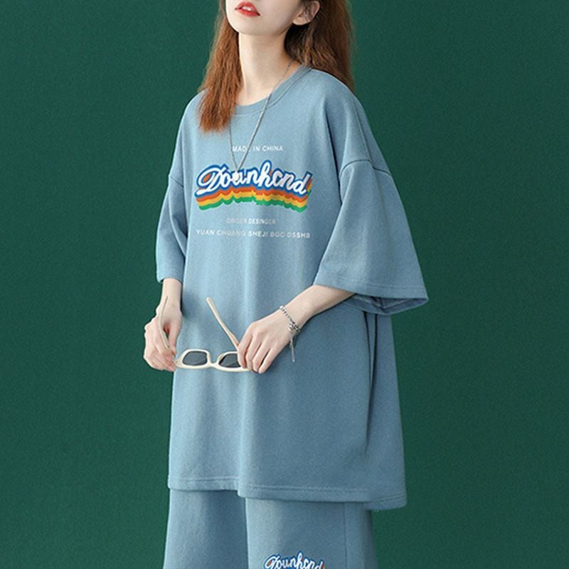 【半額セール】早い者勝ち 半袖Ｔシャツⅹパンツセット全4色 男女兼用ins-6553
