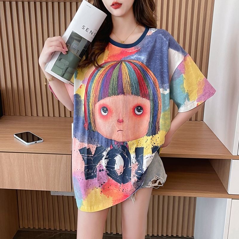 売り切れ必至 ファッション 絞り染め プリント 半袖 Tシャツins-8412