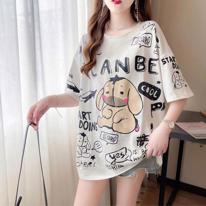 【新商品】大注目 プリント ビッグロゴ ゆったりトップス 半袖Tシャツ 全3色ins-4933
