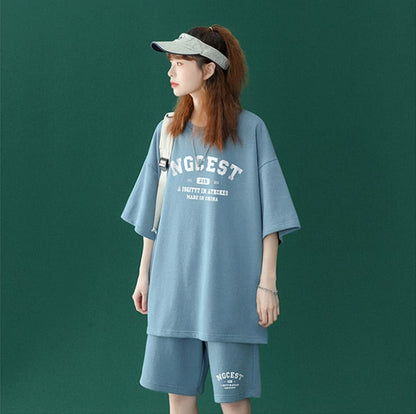 【半額！期間限定！！】売り切れ必至  カジュアル  半袖Ｔシャツⅹパンツセット全4色 男女兼用ins-6574