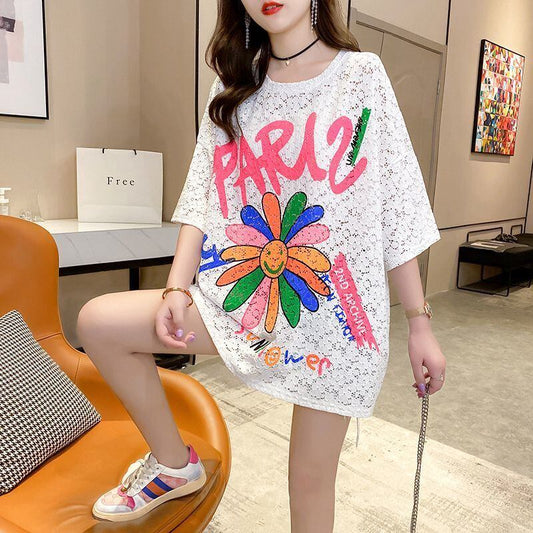美人度アップ スウィート ゆったり 半袖Tシャツins-8130