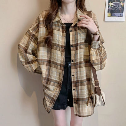 定番シンプル チェック柄 透け感 日焼け対策 全3色 シャツ ins-8544