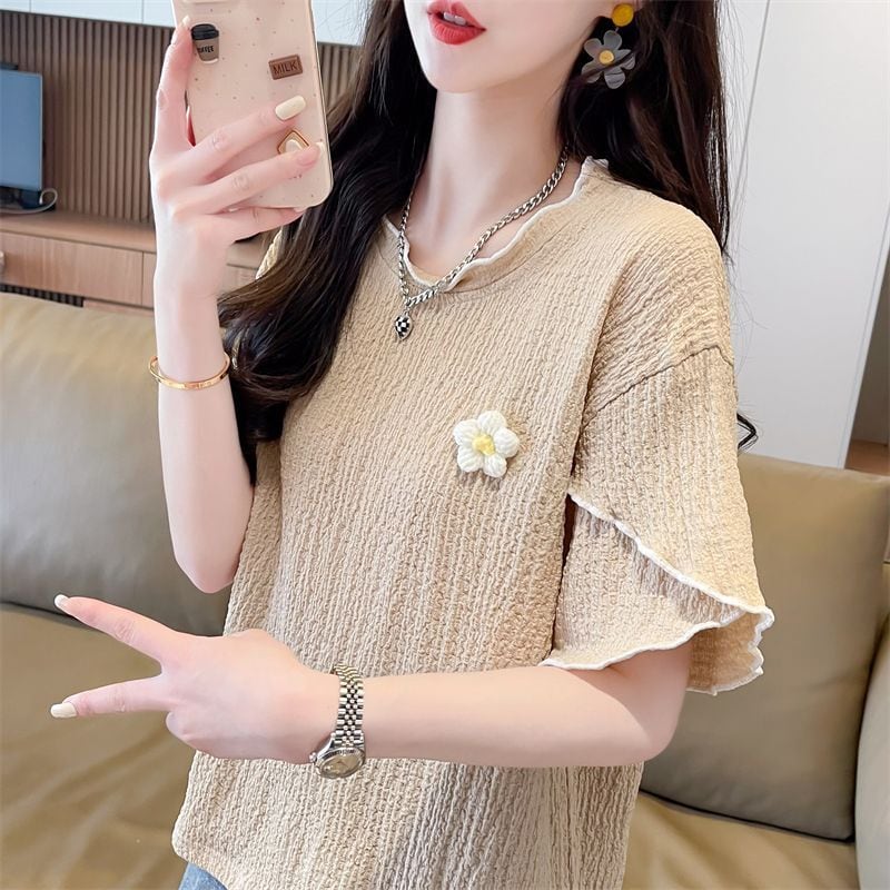 美人度アップ キュート スウィート 5色選択 半袖Tシャツins-8578