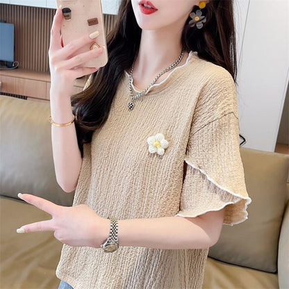 美人度アップ キュート スウィート 5色選択 半袖Tシャツins-8578