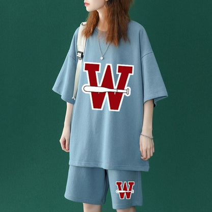 【半額セール】大好評  男女兼用 半袖Ｔシャツⅹパンツセット全4色ins-6540