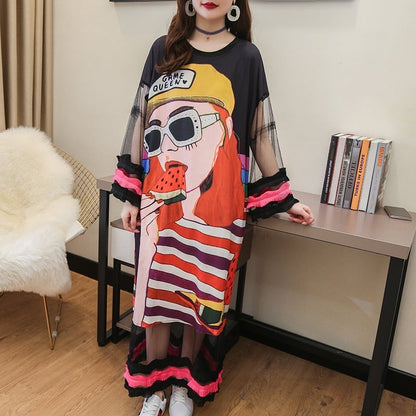 【ランキング上位】プリント お洒落 可愛い 着心地良い ロングTシャツワンピース　　ins-887