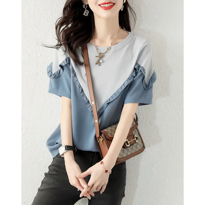 【半額！期間限定！！】 定番シンプル ファッション 上質 シフォン 半袖ins-6595