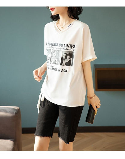 話題沸騰中 着回し力抜群 ファッション プリント 2色選択 半袖Tシャツins-8621