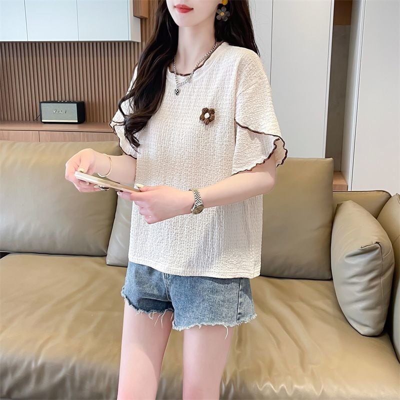 美人度アップ キュート スウィート 5色選択 半袖Tシャツins-8578